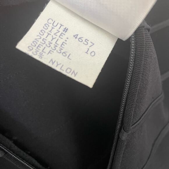 Vintage Tadashi Shoji Black Sheer Satin Long Sleeve Dress Gown 10 - Picture 6 of 9